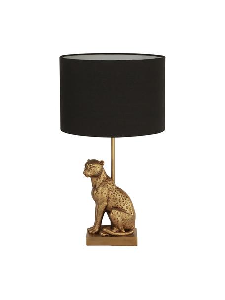 Lampe à poser design Leopard, Corps : bois de frêne, noir laqué Pied : couleur dorée, Ø 24 x haut. 43 cm