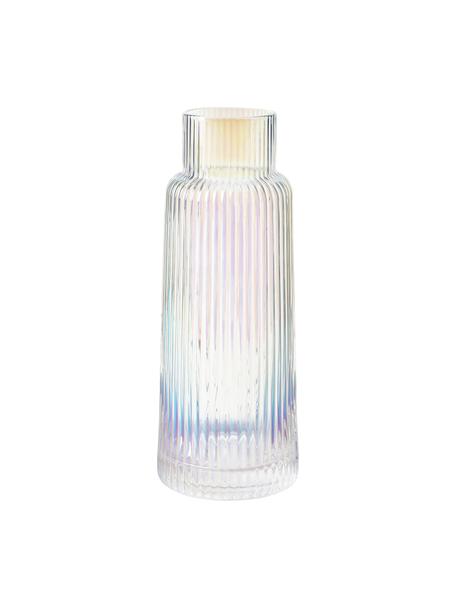 Jarra iridiscente con relieve Minna de Guglielmo Scilla, 1,1 L, Vidrio soplado artesanalmente, Cromo, transparente, iridiscente, 1,1 L