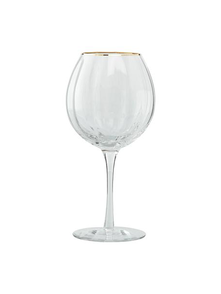 Gingläser Claudine, 4 Stück, Glas, Transparent, Goldfarben, Ø 11 x H 22 cm, 600 ml