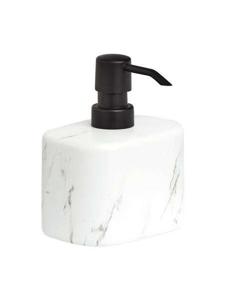 Seifenspender Marble aus Keramik, Behälter: Keramik, Pumpkopf: Kunststoff (ABS), Weiß, marmoriert, B 11 x H 13 cm
