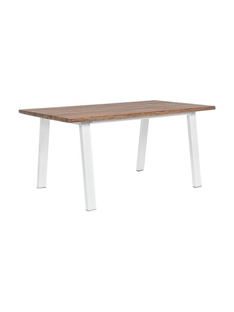 Mesa de comedor para exteior Oslo, Tablero: madera de acacia con cert, Patas: metal recubierto, Madera de acacia, blanco, An 160 x F 90 cm