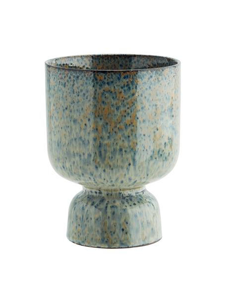 Übertopf Ocean aus Steingut mit Tupfen-Optik, Steingut, Grün, Blau, Braun, Ø 14 x H 18 cm