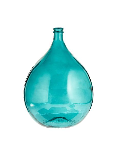 Vaso da terra in vetro blu riciclato Drop, Vetro riciclato, certificato GRS, Blu trasparente, Ø 40 x Alt. 56 cm
