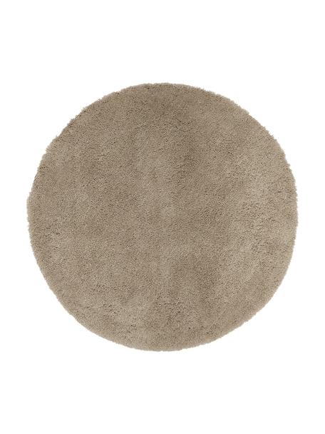 Načechraný kulatý koberec s vysokým vlasem Leighton, Béžovo-hnědá, Ø 150 cm (velikost M)