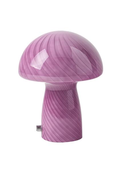 Kleine Tischlampe Mushroom aus Glas in Rosa, Rosa, Ø 19 x H 23 cm