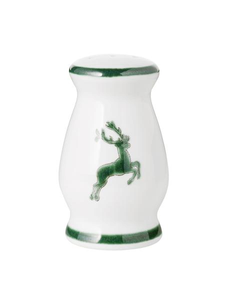 Handbeschilderde  peperstrooier Gourmet Green Deer, Keramiek, Groen, wit, 4 x 6 cm