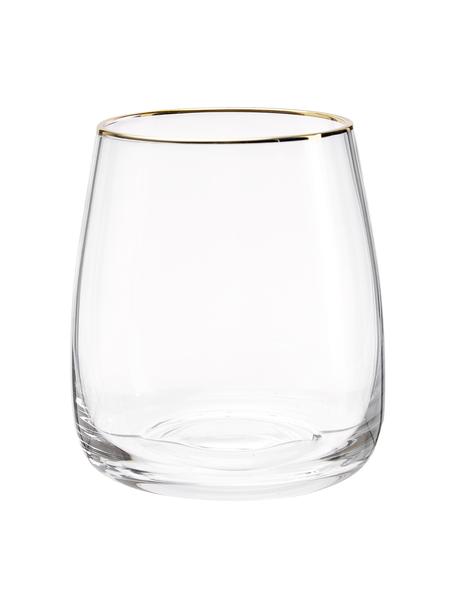 Mundgeblasene Wassergläser Ellery mit Goldrand, 4 Stück, Glas, Transparent, Ø 9 x H 10 cm