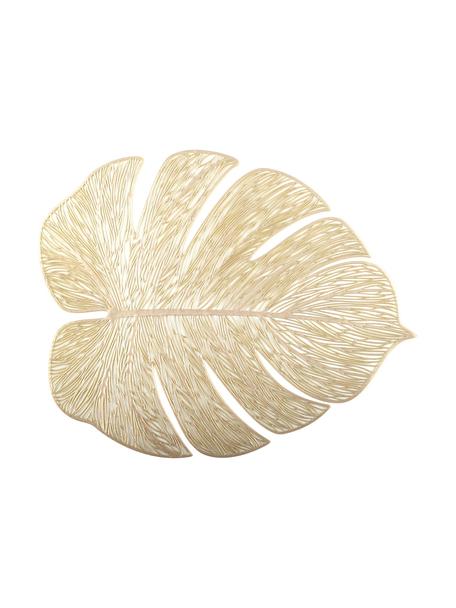 Tovaglietta americana a forma di foglia dorata Leaf 2 pz, Plastica, Dorato, Larg. 33 x Lung. 40 cm