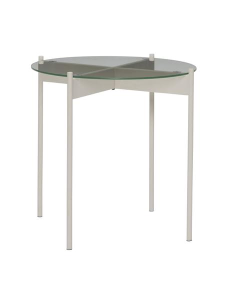 Kulatý kovový odkládací stolek se skleněnou deskou Beam, Bílá, Ø 45 cm, V 42 cm