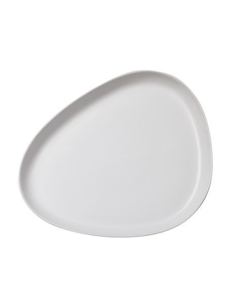 Handgefertigte Servierplatte Monaco, Steingut, Weiß, L 35 x B 30 cm