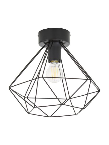 Plafondlamp Tarbes in industrieel design, Baldakijn: staal, Zwart, Ø 33 x H 28 cm