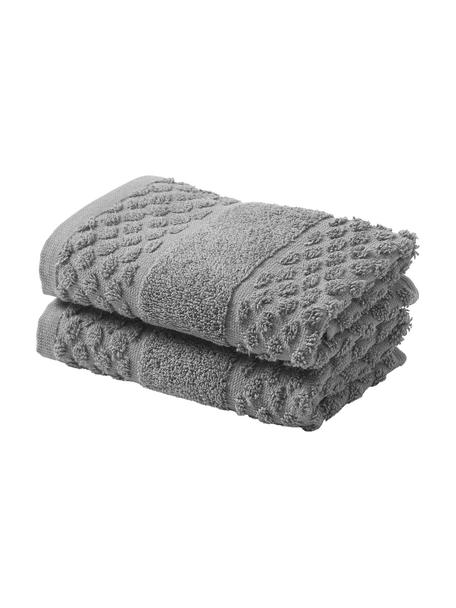 Serviette à motif nid d'abeille Katharina, tailles variées, Gris foncé, Drap de bain, larg. 70 x long. 140 cm
