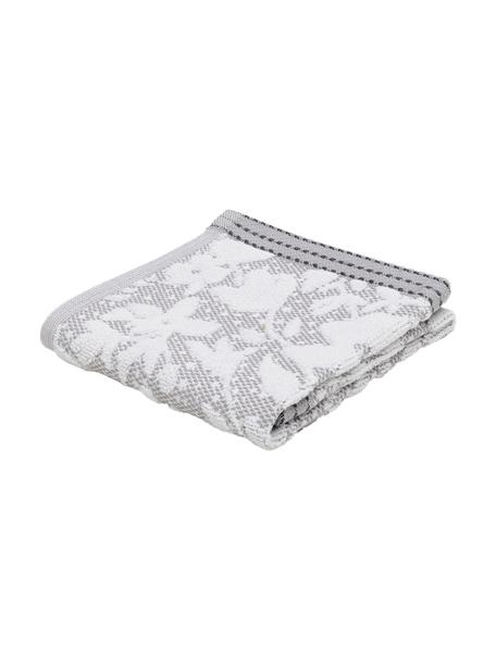 Telo bagno con motivo floreale Matiss, Bianco, grigio argento, Asciugamano, Larg. 50 x Lung.100 cm