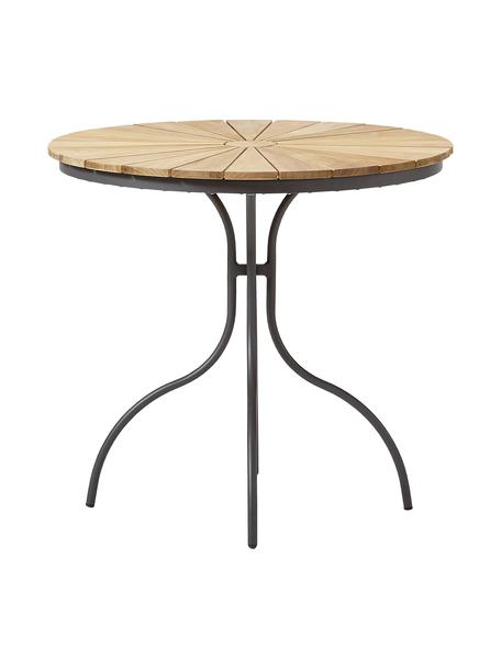 Okrúhly stôl na balkón s doskou z tíkového dreva Hard & Ellen, Antracitová, tíkové drevo, Ø 80 x V 72 cm