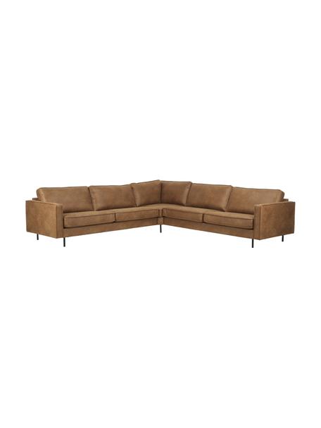 XL-sofa Hunter in bruin gerecycled leer, Frame: massief grenen, FSC-gecer, Poten: metaal, gepoedercoat, Leer bruin, B 285 x D 285 cm
