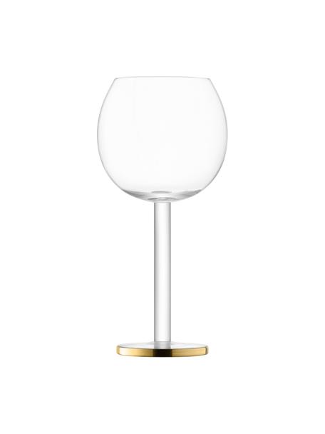 Mondgeblazen wijnglazen Luca met goudkleurige rand, 2 stuks, Glas, Transparant, goudkleurig, Ø 9 x H 19 cm, 320 ml