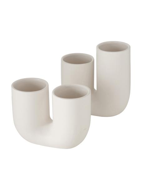 Set 2 vasi moderni in gres Filicio, Gres, Bianco, Larg. 17 x Alt. 17 cm