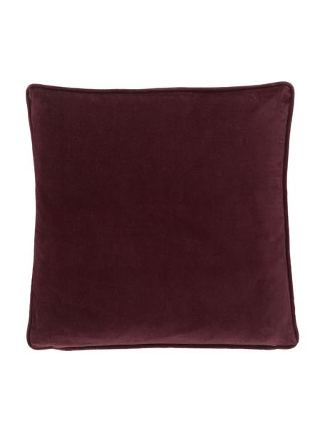 Poszewka na poduszkę z aksamitu Dana, 100% aksamit bawełniany, Burgundowy, S 40 x D 40 cm