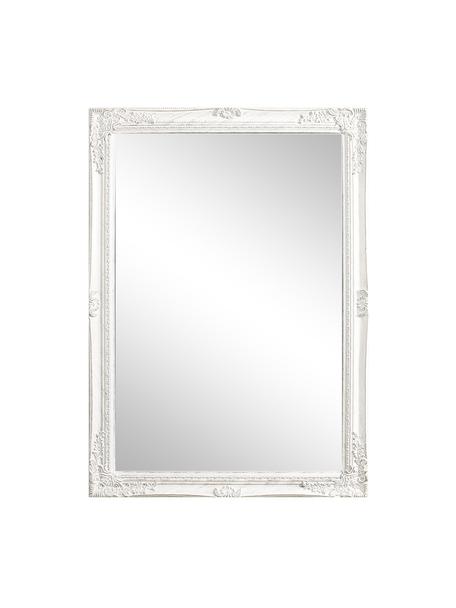 Eckiger Wandspiegel Miro mit weißem Paulowniaholzrahmen, Rahmen: Paulowniaholz, beschichte, Spiegelfläche: Spiegelglas, Weiß, 72 x 102 cm