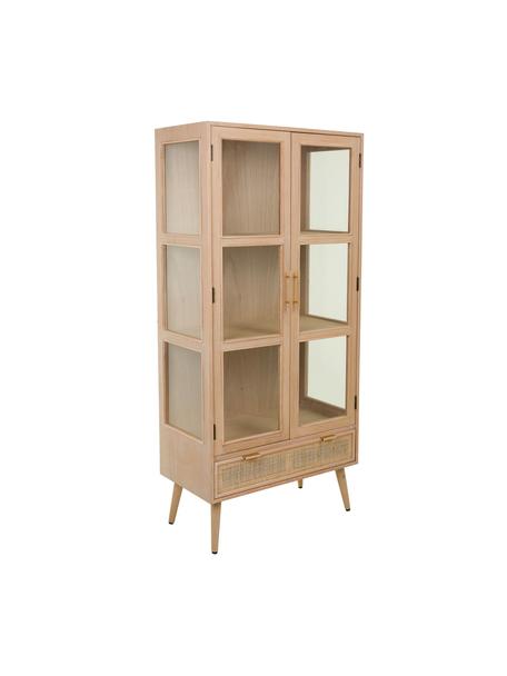 Vetrina in legno Cayetana, Maniglie: metallo, Piedini: legno di bambù verniciato, Legno di mango, marrone, dorato, Larg. 72 x Alt. 159 cm