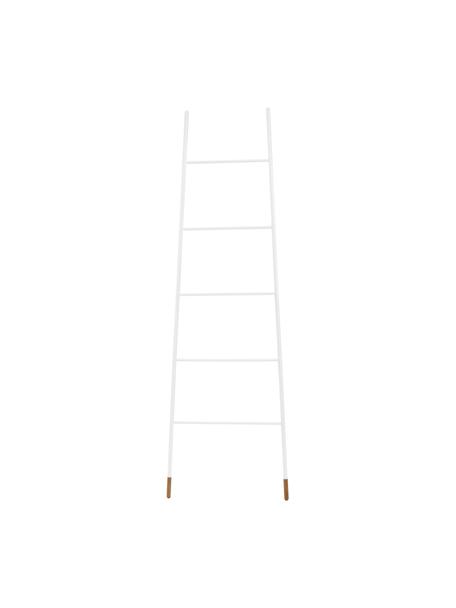 Handdoekladder Rack Ladder in wit, Poten: natuurlijk gelakt rubberh, Wit, B 54 x H 175 cm