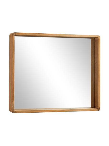 Eckiger Wandspiegel Kuveni mit Teakholzrahmen, Rahmen: Teakholz, Spiegelfläche: Spiegelglas, Braun, B 80 x H 65 cm