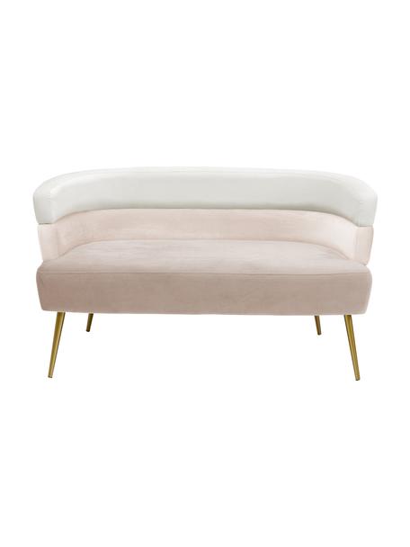 Samt-Sofa Sandwich (2-Sitzer) in Beige im Retro-Design, Bezug: Polyestersamt, Creme, Rosa, Beige, B 125 x T 64 cm