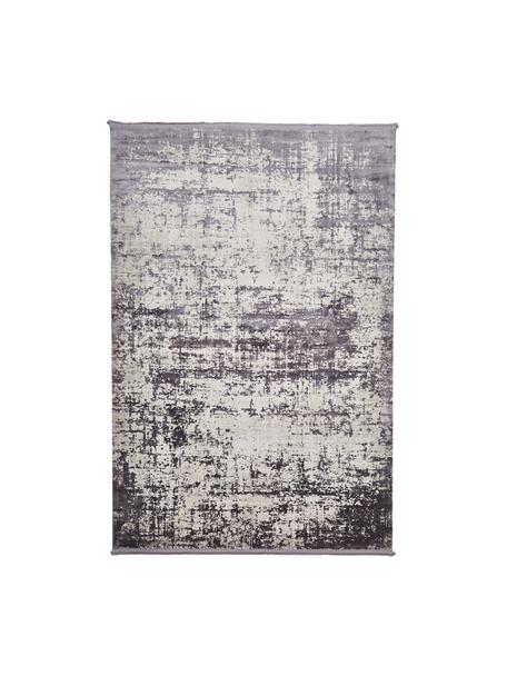 Třpytivý koberec s třásněmi Cordoba, vintage styl, Odstíny šedé s lehce fialovým nádechem, Š 80 cm, D 150 cm (velikost XS)