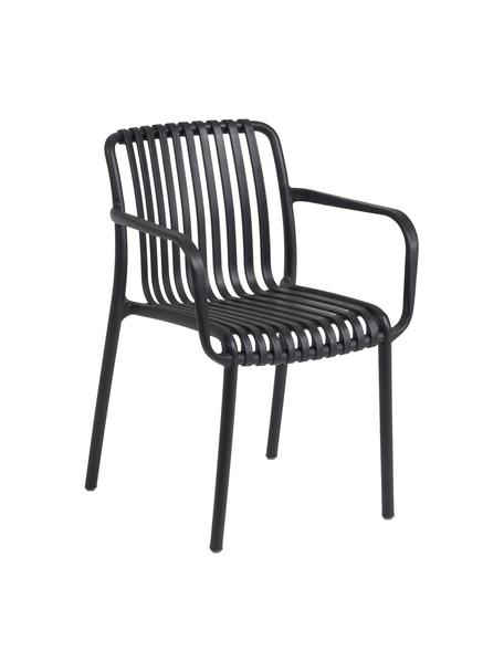 Krzesło ogrodowe z podłokietnikami Isabellini, Tworzywo sztuczne, Czarny, S 54 x G 49 cm