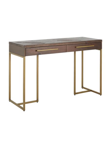 Konzolový stolek s dýhou z akátového dřeva Class, Akáciové dřevo, mosazná, Š 120 cm, H 45 cm