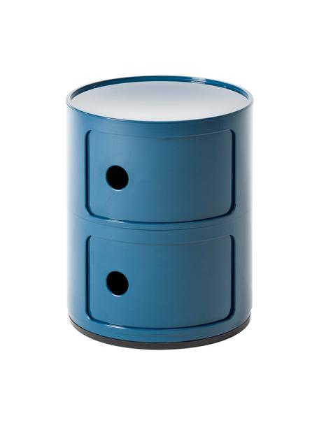 Mesa auxiliar de diseño Componibili, 2 cajones, Plástico con certificado Greenguard, Azul, Ø 32 x Al 40 cm