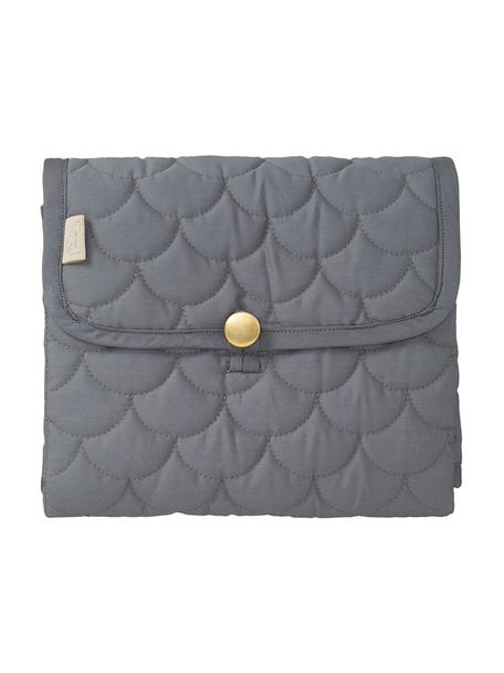 Petite pochette à langer en coton bio Wave, Gris, vert menthe, larg. 19 x long. 23 cm