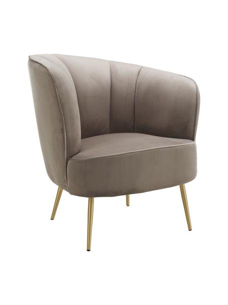 Fauteuil cocktail velours taupe Louise, Velours beige