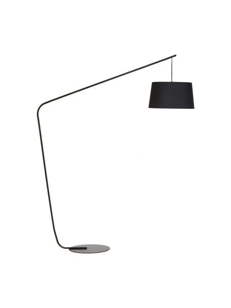 Große Design Bogenlampe Lobby, Lampenschirm: Textil, Lampenfuß: Metall, beschichtet, Schwarz, B 149 x H 200 cm