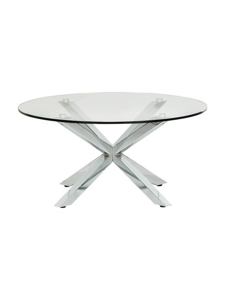 Table basse ronde en métal et verre Emilie, Transparent, chrome, Ø 82 x haut. 40 cm
