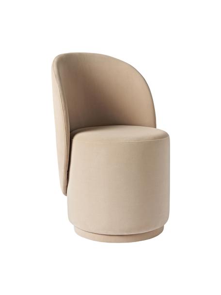 Fluwelen gestoffeerde stoel Zeyno, Fluweel (100% polyester), Fluweel donkerbeige, B 54 x H 82 cm