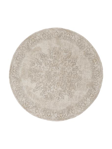 Okrągły ręcznie tkany dywan szenilowy w stylu vintage Nalia, Kremowy, Ø 200 cm (Rozmiar L)