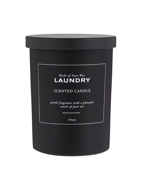 Duftkerze Laundry (Frische Wäsche), Deckel: Holz, Schwarz, Weiß, Ø 8 x H 10 cm