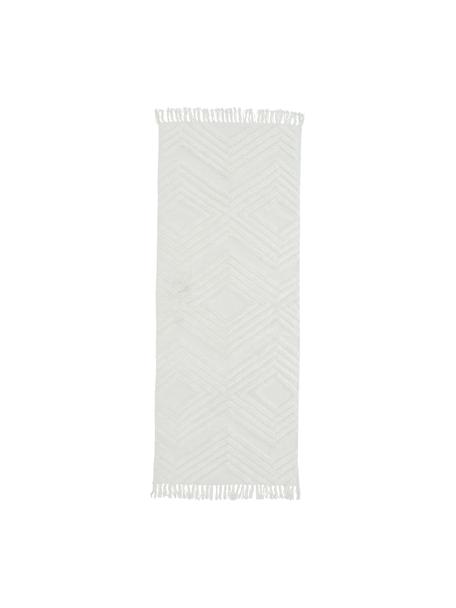 Ručne tkaný bavlnený behúň s reliéfnou štruktúrou Ziggy, 100 %  bavlna, Krémová, Š 80 x D 250 cm