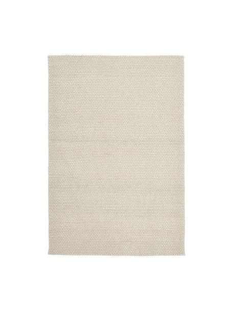 Alfombra artesanal de lana Lovisa, Parte superior: 60% lana, 40% viscosa, Reverso: 100% algodón Las alfombra, Marfil, An 160 x L 230 cm (Tamaño M)