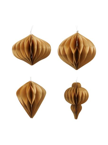 Décoration sapin de Noël Sander, 4 élém., Papier, Brun, Ø 12 cm