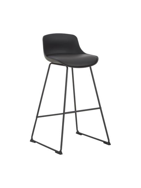 Krzesło barowe ze sztucznej skóry Tina, 2 szt., Tapicerka: sztuczna skóra (poliureta, Nogi: metal malowany proszkowo, Czarny, S 49 x W 94 cm
