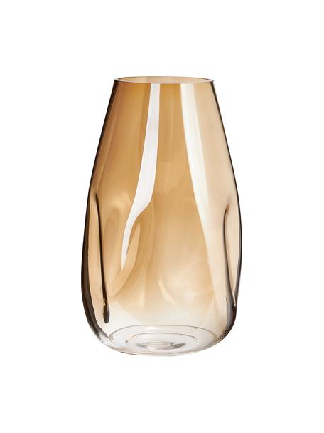 Velká ručně foukaná skleněná váza Luster, Foukané sklo, Šampaň, Ø 20 cm, V 35 cm