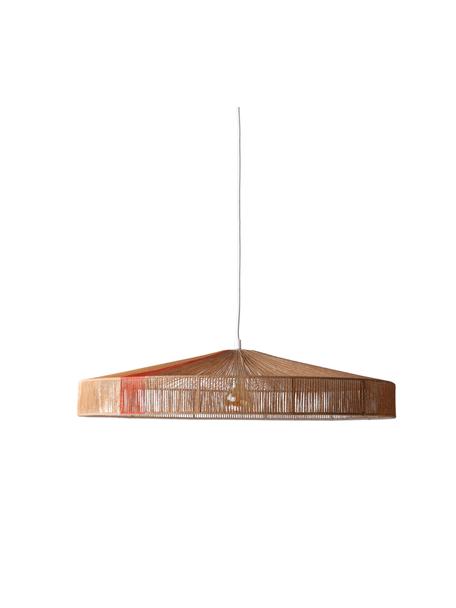 Handgemaakte hanglamp Mathias, Lampenkap: papieren touw, Beige, bruin, Ø 70 x H 15 cm