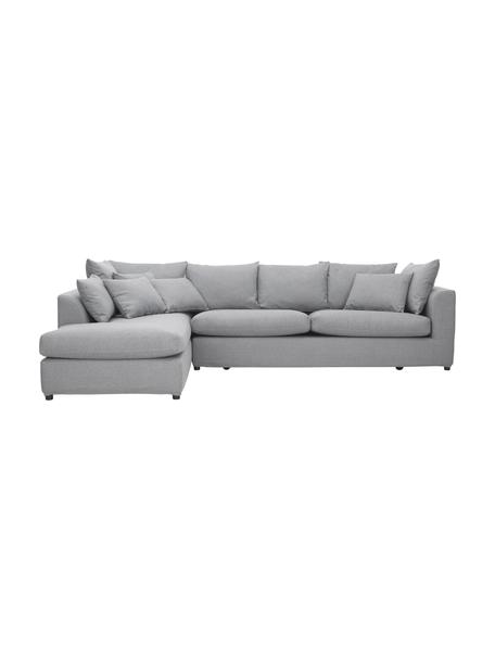 Grand canapé d'angle Zach, Tissu gris, larg. 300 x prof. 213 cm, méridienne à gauche