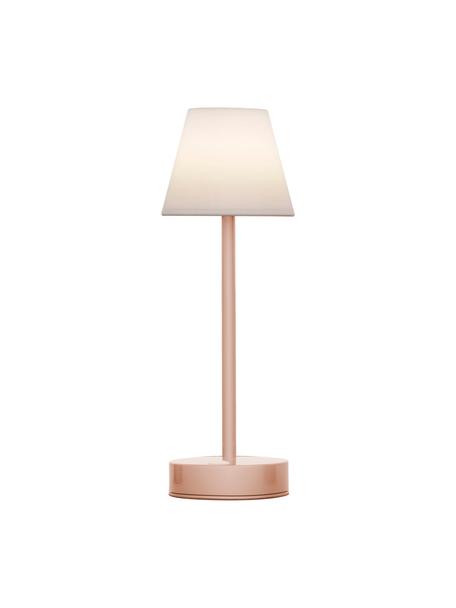 Mobiele dimbare LED outdoor tafellamp Lola met touchfunctie in roze, Lampenkap: polypropyleen, Lampvoet: gecoat metaal, Wit, roze, Ø 11 x H 32 cm