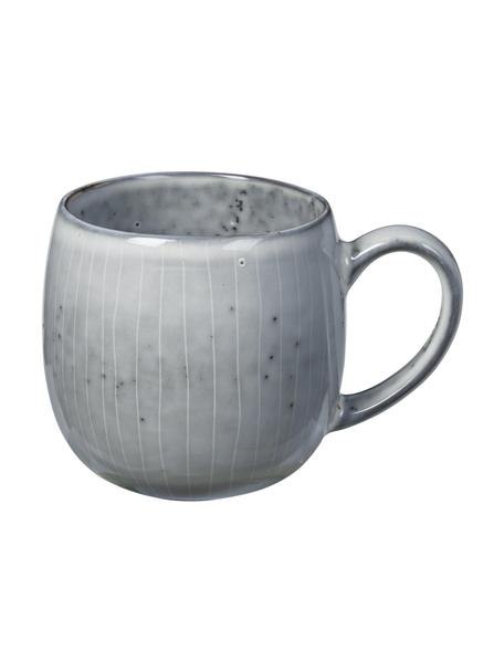 Tasses à thé XL artisanales Nordic Sea, 2 pièces, Grès cérame, Tons gris et bleus, Ø 9 x haut. 10 cm, 450 ml