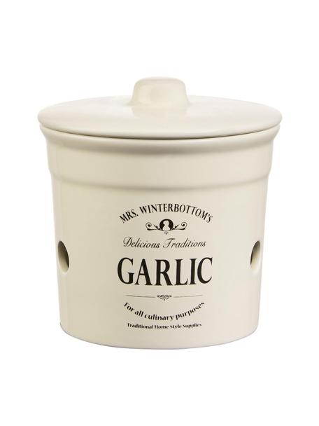 Boîte de rangement Mrs Winterbottoms Garlic, Grès cérame, Blanc crème, noir, Ø 14 x haut. 12 cm