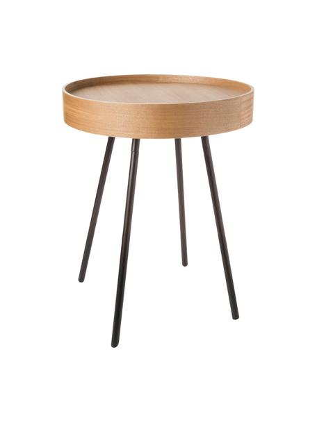 Tablett-Tisch Oak Tray, Tischplatte: Mitteldichte Holzfaserpla, Holz, Schwarz, Ø 47 x H 56 cm