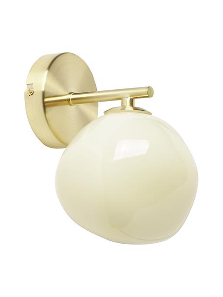 Kinkiet ze szkła opalowego Josie, Kremowobiały, odcienie złotego, Ø 15 x W 21 cm